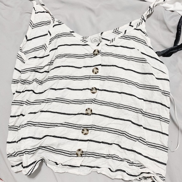 Black Striped Tank with Tortoise Buttons - Picture 1 of 1